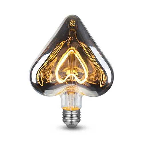 E27 LED Lamp filament hartje smokey grey 5W 2200K dimbaar