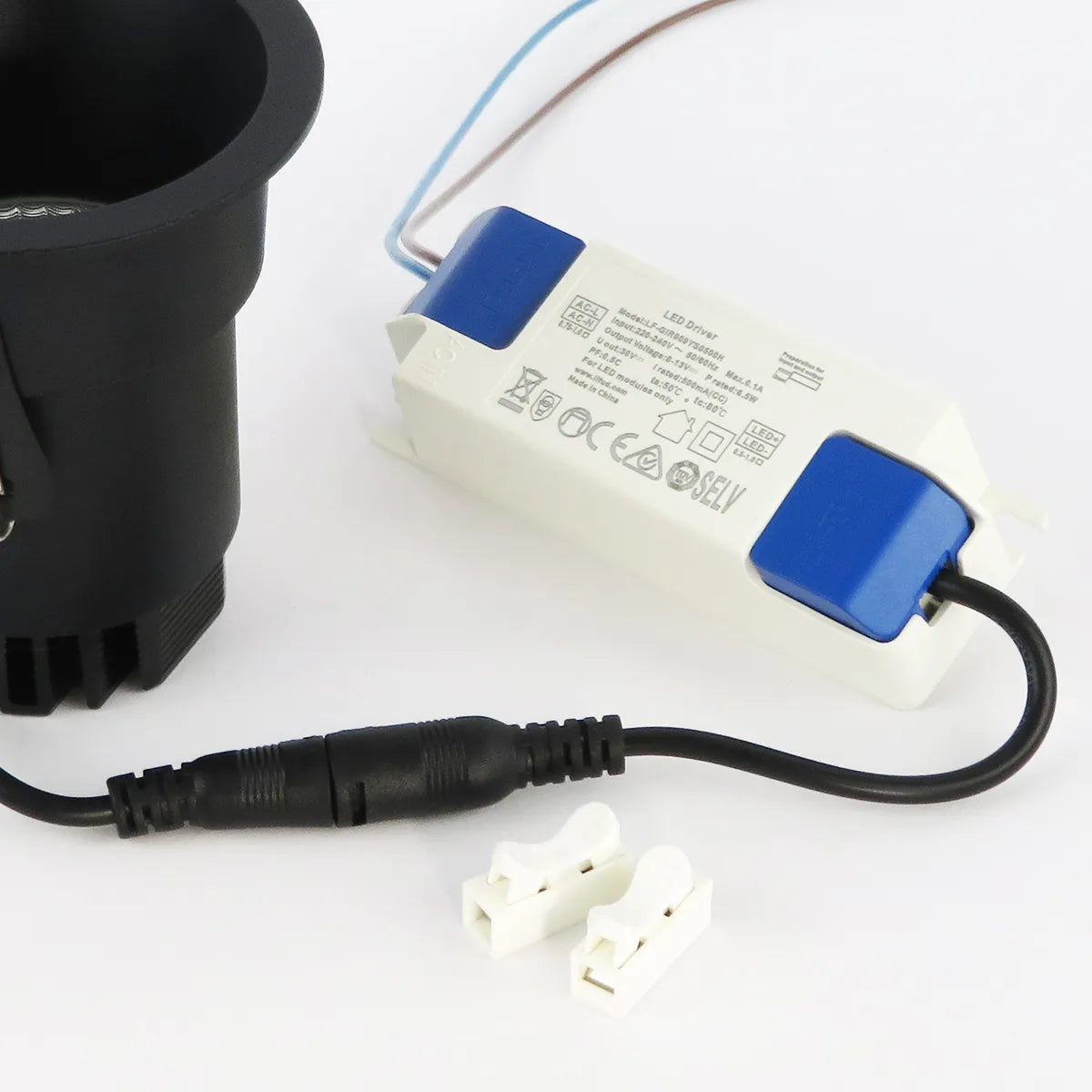 Black LED Downlight 5W 3000K Warm White ⌀80mm Anti Glare