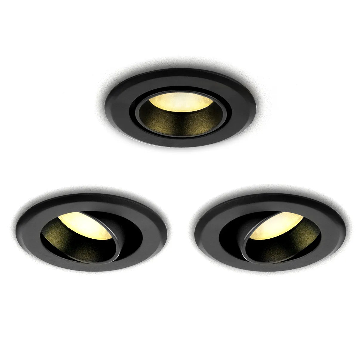 Black LED Downlight 5W 3000K warm white ⌀70mm adjustable
