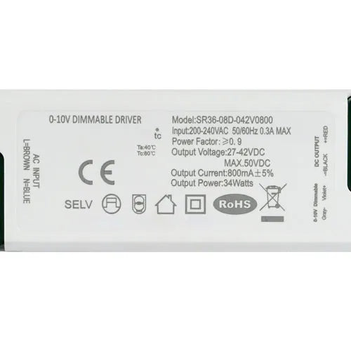 LED Driver dimmable 0-10V 34W 800mA / 38W 900mA / 44W 1060mA