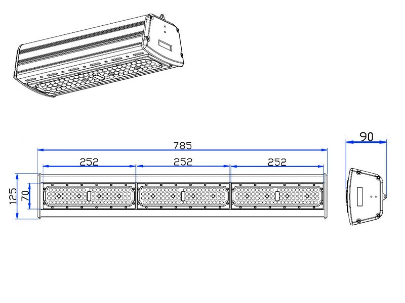 LED Highbay Linear 785mm 150W 150lm/W Sosen Driver Dimmable IP65