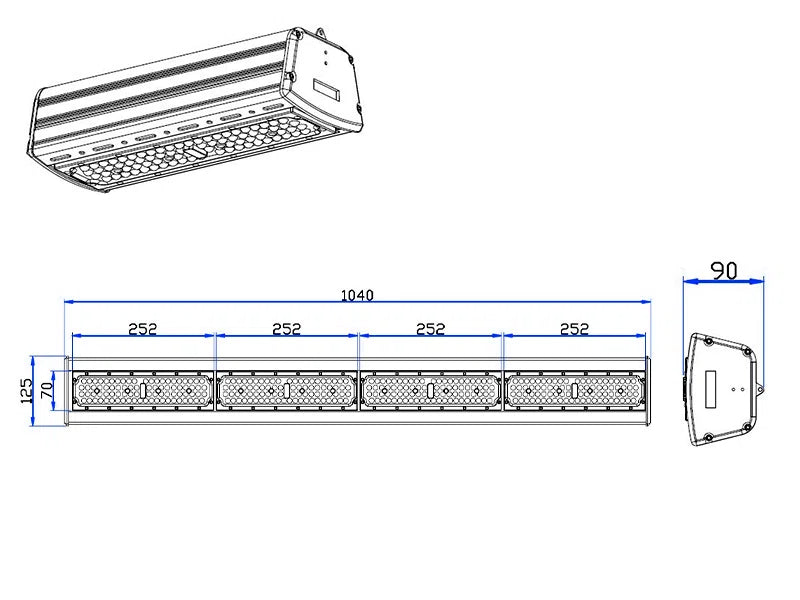 LED Highbay linear 1040mm 200W 150lm/W Sosen Driver Dimmable IP65