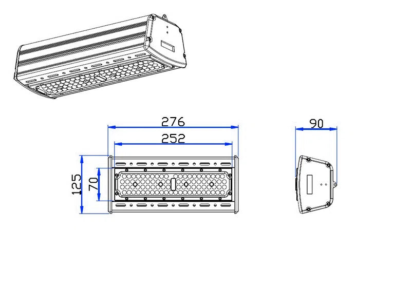 LED Highbay linear 276mm 50W 150lm/W Sosen Driver Dimmable IP65