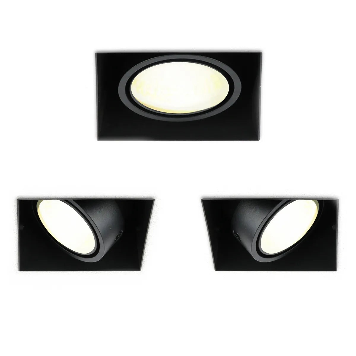 Zwarte LED Inbouwspot 6W Trimless 3000K warm wit vierkant 89x89mm kantelbaar draaibaar
