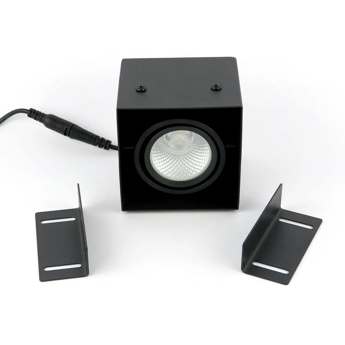 Zwarte LED Inbouwspot 6W Trimless 3000K warm wit vierkant 89x89mm kantelbaar draaibaar