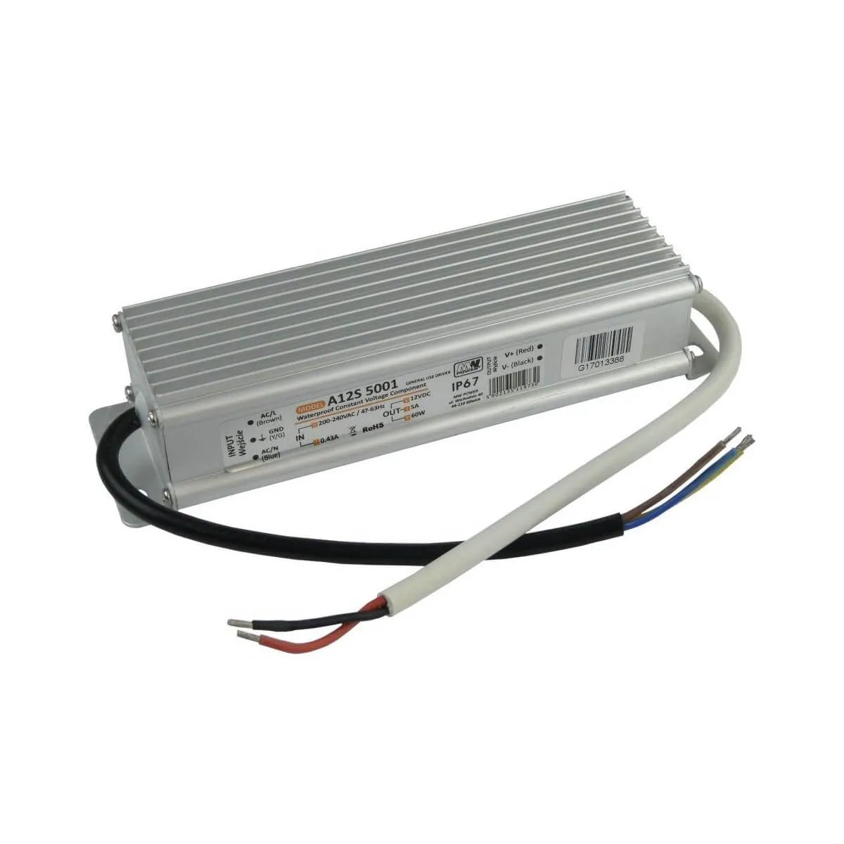 Waterbestendige LED Strip voeding IP67 100W, zijaanzicht (foto 2)