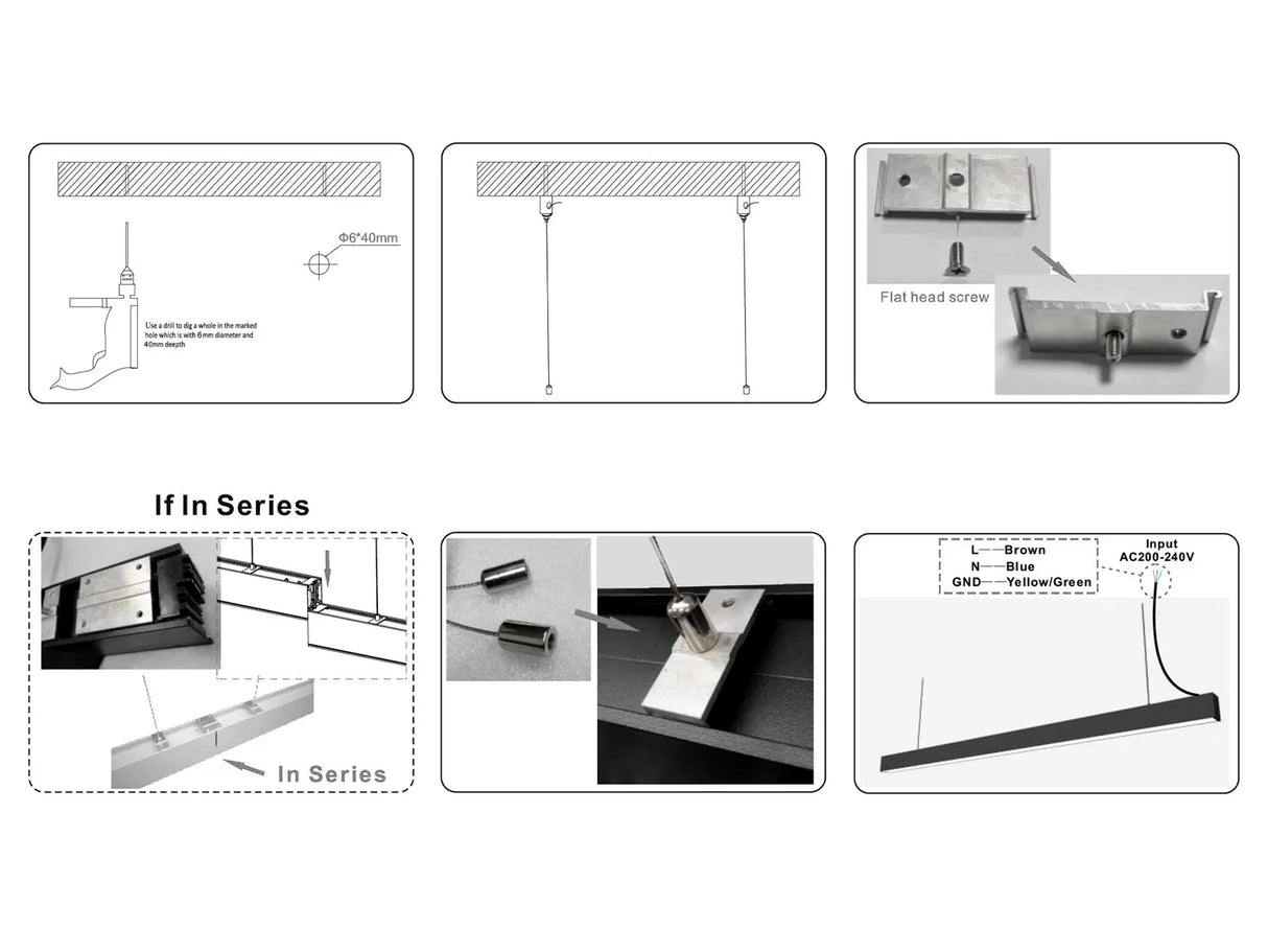 Hanging LED Light Bar White 60cm 18W Connectable