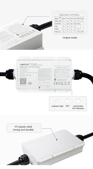 Mi-Light 4-zone controller | RGB+CCT zij-aanzicht