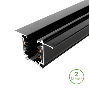 Inbouw 3-fase LED rail zwart 200 cm