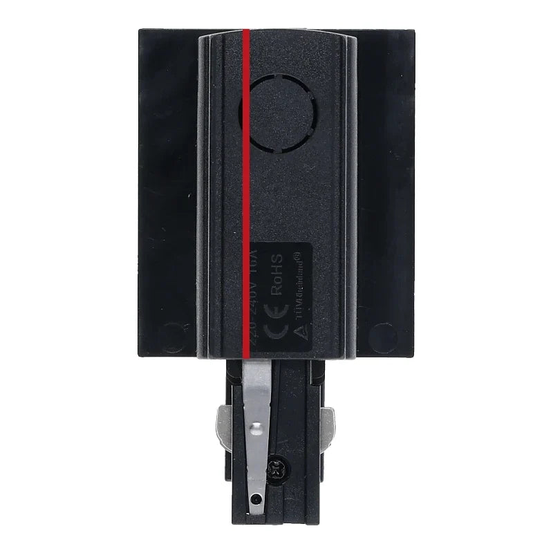 Inbouw 3-fase rail voedingsconnector zwart links