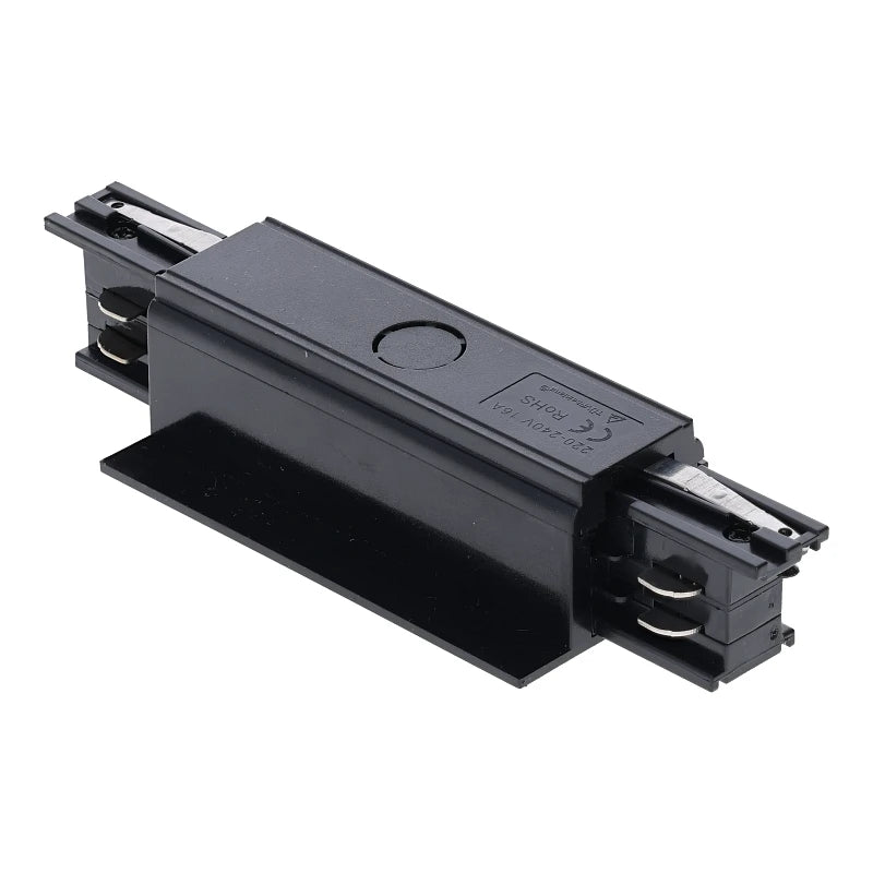 Inbouw 3-fase rail connector recht zwart