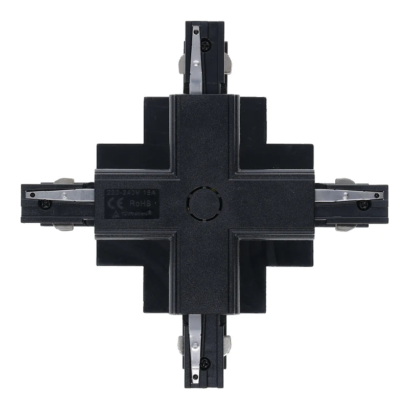 Inbouw 3-fase rail kruis-splitsing connector zwart