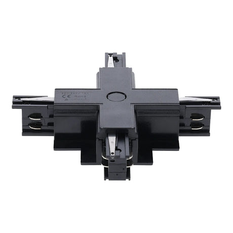 Inbouw 3-fase rail kruis-splitsing connector zwart