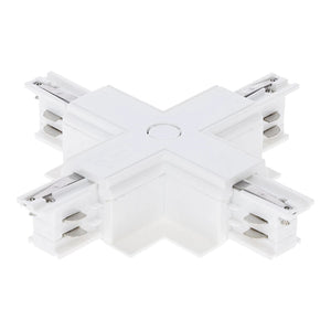 Inbouw 3-fase rail kruis-splitsing connector wit