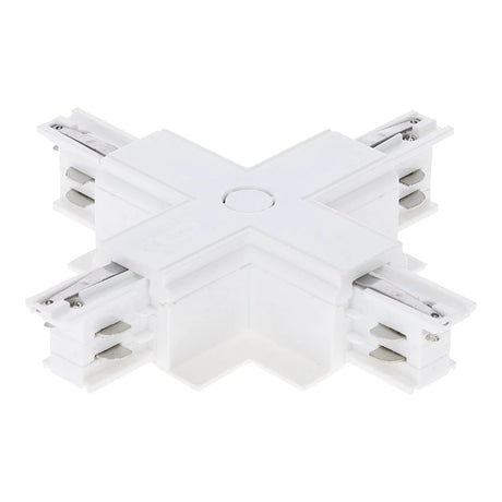 Inbouw 3-fase rail kruis-splitsing connector wit