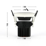Black LED Recessed Spotlight 5W ⌀83mm tiltable White edge