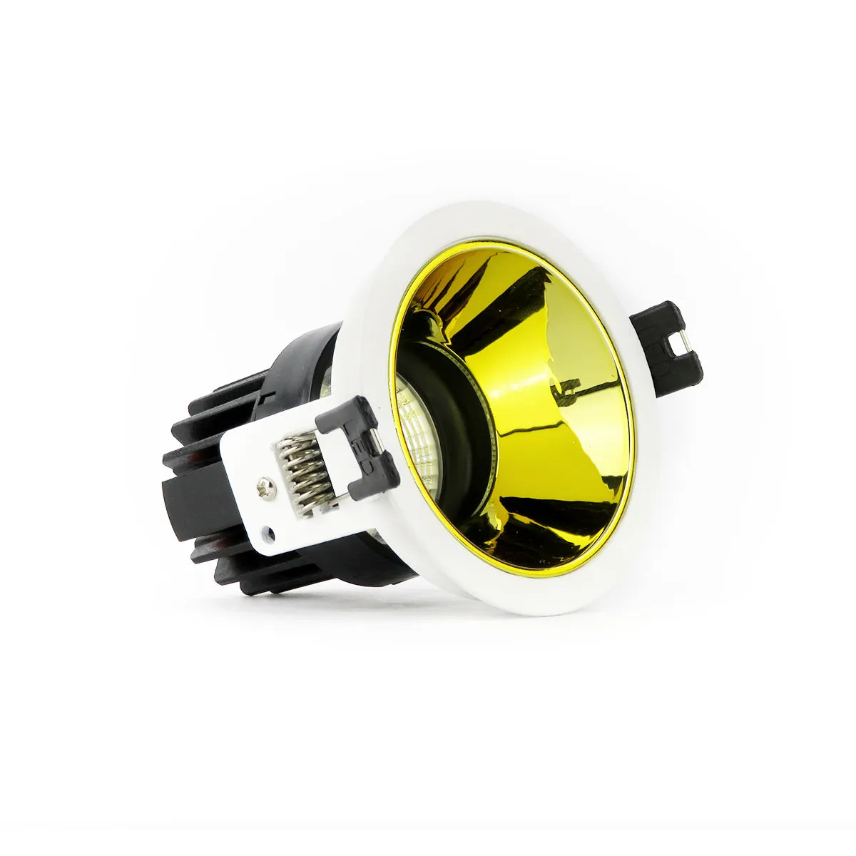 Spot encastrable LED 5W 3000K blanc chaud ⌀83mm inclinable Or avec bord blanc