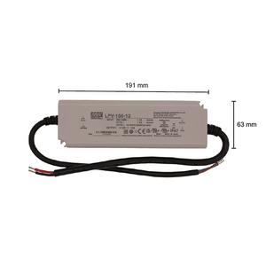 Meanwell driver 12V 150W IP67 maataanduiding