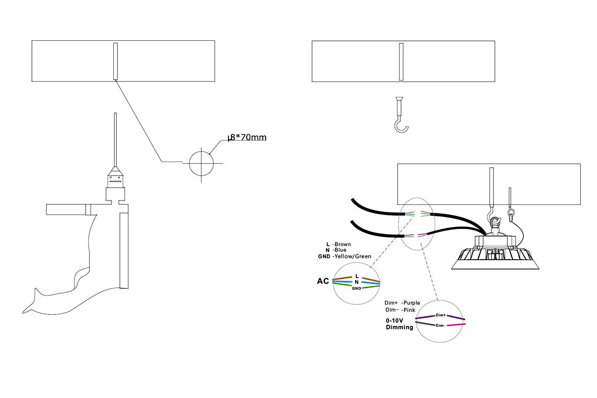 LED UFO Highbay 150W 210lm/W Philips LED Driver IP65 Dimmable