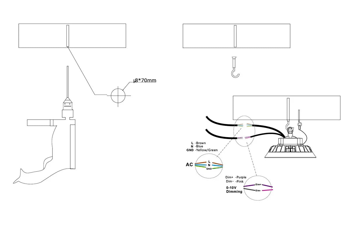 LED UFO Highbay 100W 200lm/W IP65 Dimbaar, productfoto 6