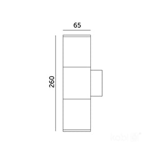 LED Wall Light Bi-Directional 65x260mm Round GU10 IP54