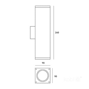 LED Wandlamp Bi-directioneel 260mm Vierkant  GU10 IP54