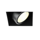 Schwarzer LED-Einbaustrahler 6W Trimless 3000K warmweiß quadratisch 89x89mm kippbar drehbar