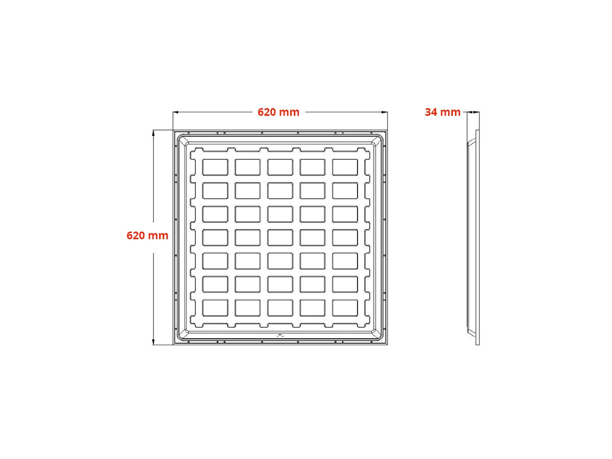 LED Paneel 62x62cm 25W 200lm/W - Philips LED Driver