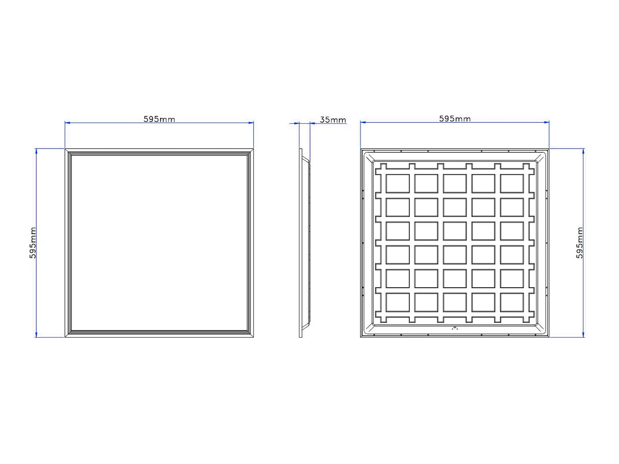 LED Paneel 60x60 cm - Zwart - 36W- 140lm/W - Backlit - Flikkervrij