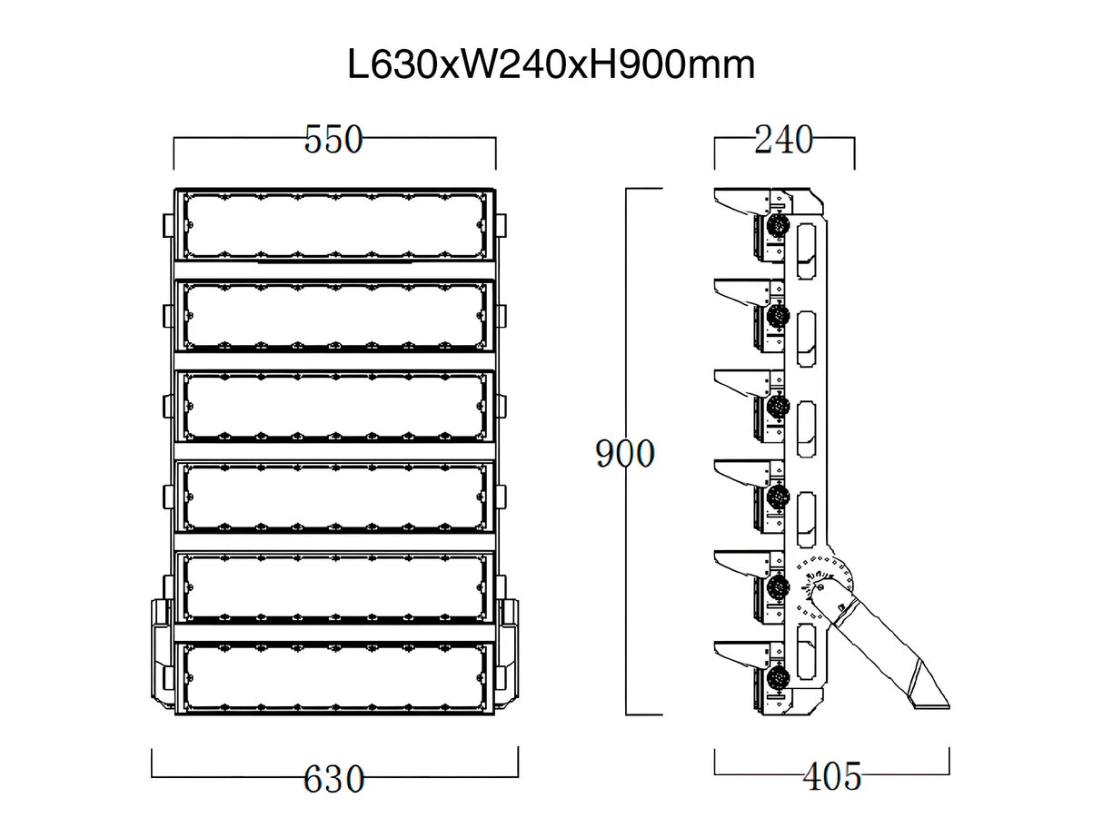 LED Sports Lighting 1500W Adjustable Tilt 170lm/W with Philips Driver