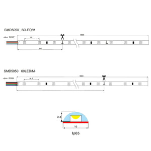 LED Strip RGB 5 meter SMD5050 Pro-X 60LEDS/m IP65