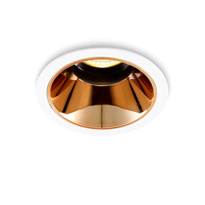 Spot encastrable LED 5W 3000K blanc chaud ⌀83mm inclinable Or rose avec bord blanc